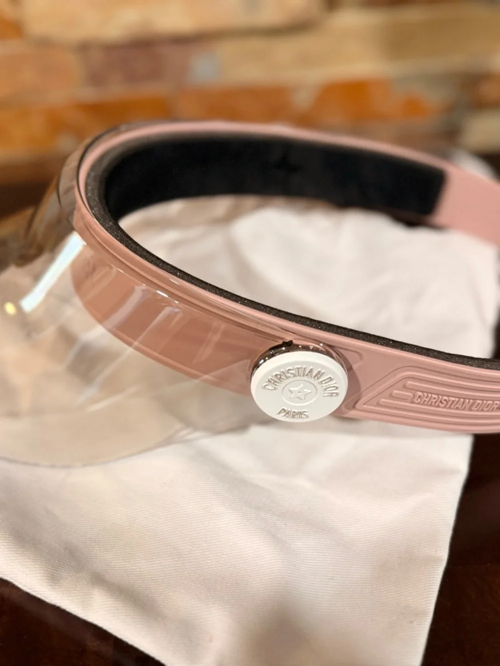 Dior Pink Transparent Logo Visor with White Emblem - Picture 9 of 12